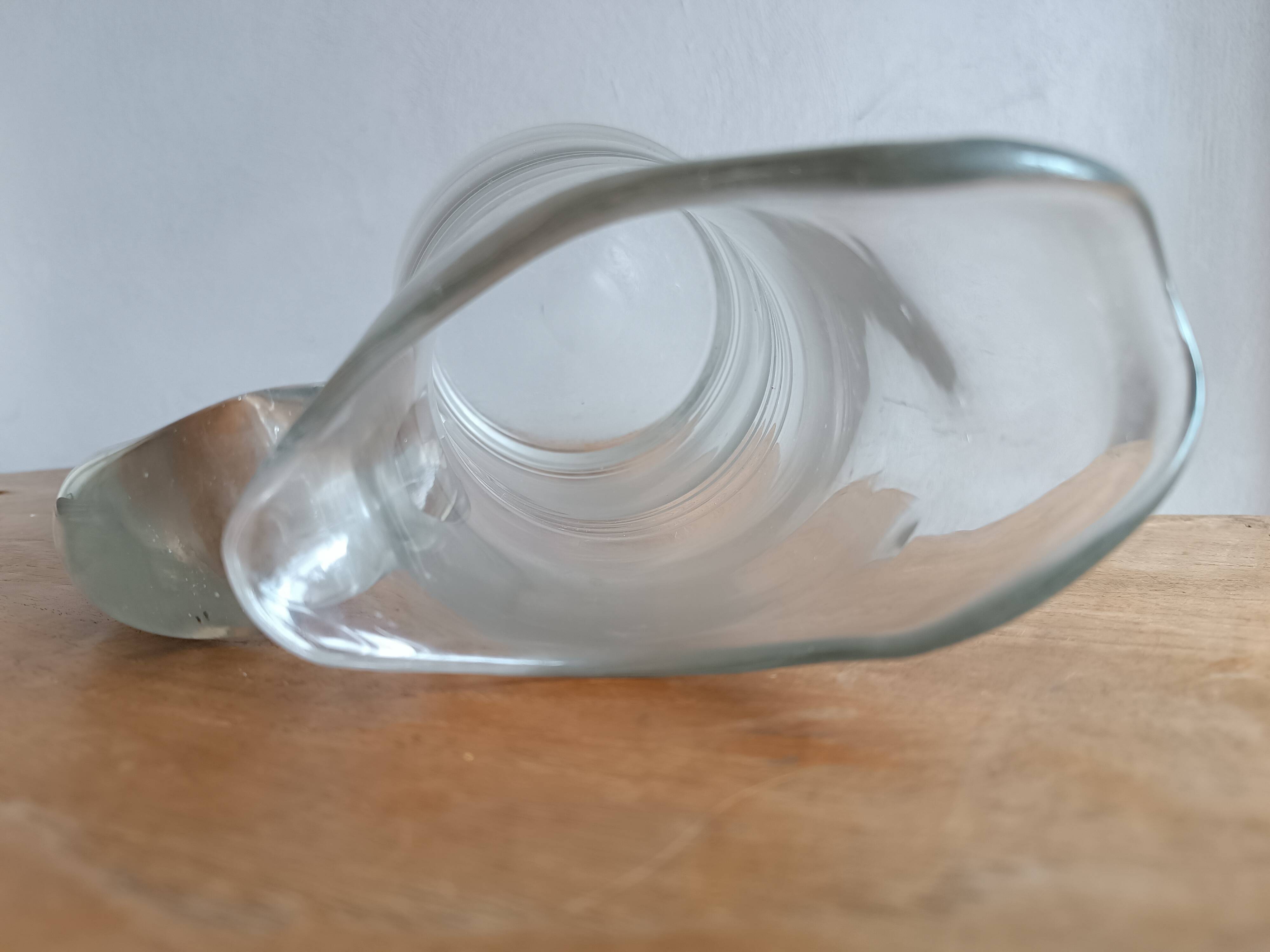 Large Normandy cider pitcher in blown glass, 19th century