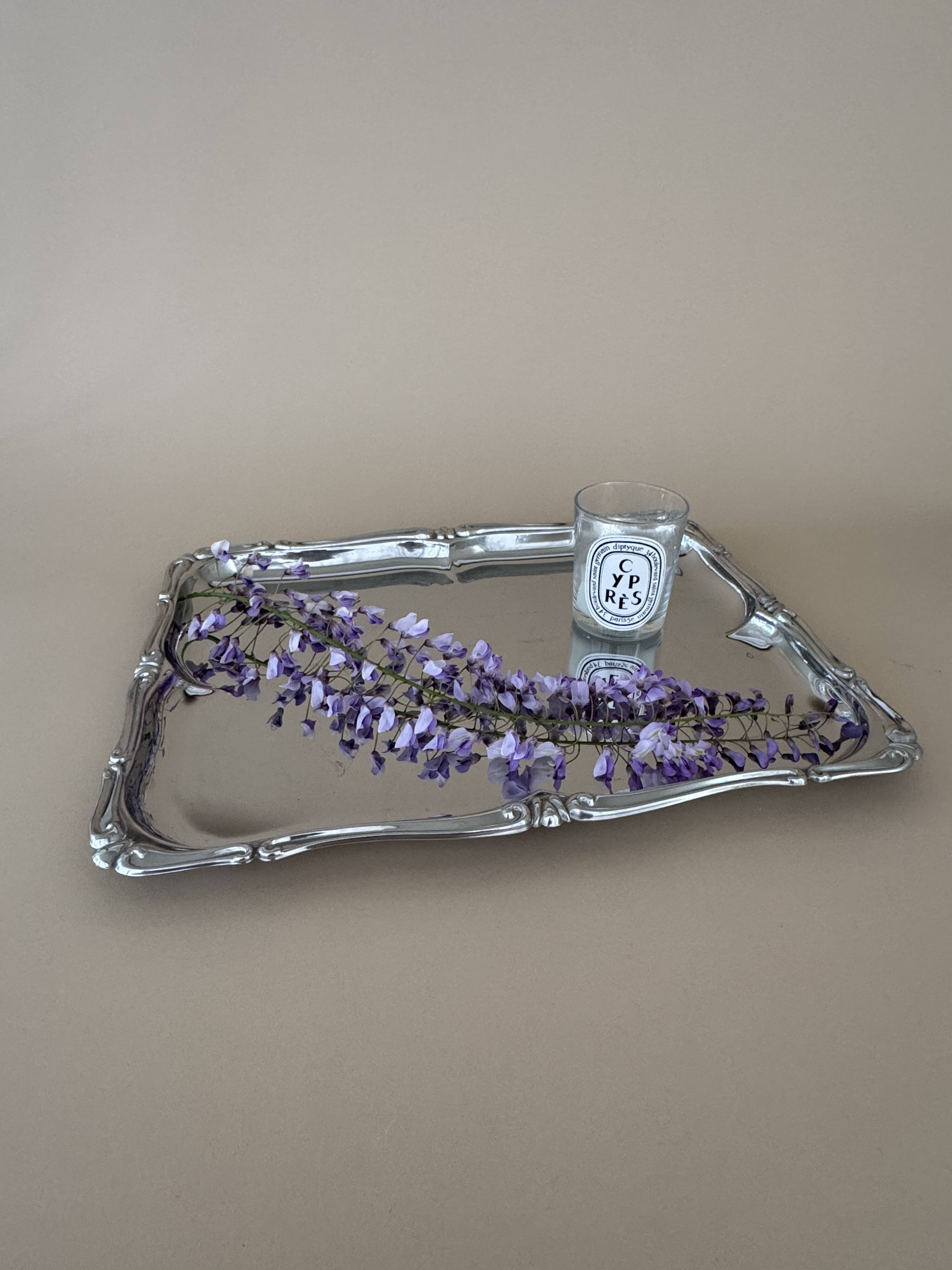 Vintage XL Baroque Style Stainless Steel Serving Tray German Made