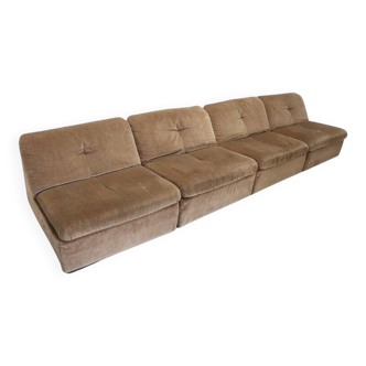 Modular Velvet Sofa by Busnelli, Italy, 1970s