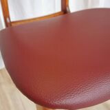 Vintage Beech Wood Dining Chair: Red Faux Leather, Made in Yugoslavia