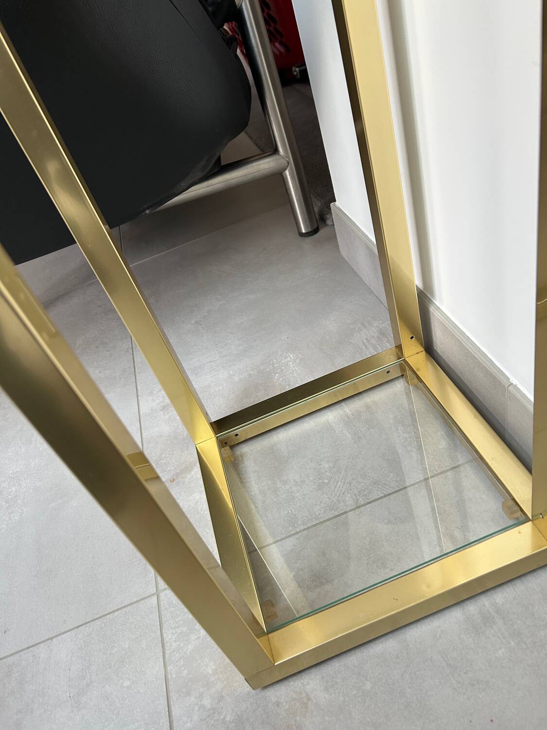 Console laiton et verre 1970 signée Pierre Vandel Paris