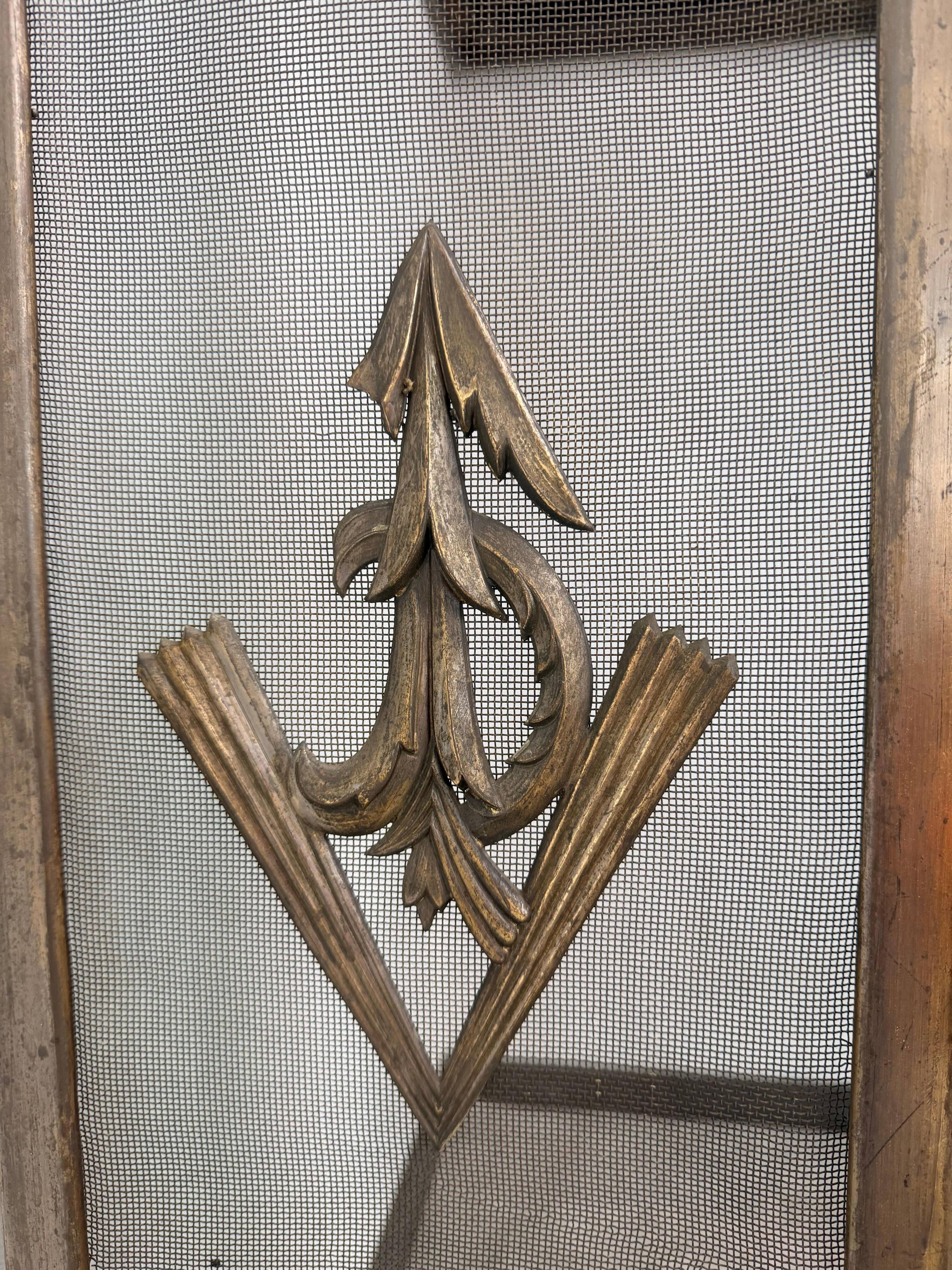 Corner fireplace screen in brass attributed to Dagobert Peche