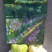 Impressionist oil on canvas – "The Garden of Irises"