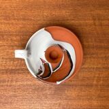 Workshop pottery candlestick from mid-century German with bird motif by Töpferei Bücking Börnsen, 1960s.