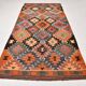 5x11 Multicolor Geometric Style Kilim Rug, Hanmade Wool Area Rug, 162x342Cm