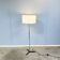 Floor lamp by WILA, chrome and black lacquered metal with a fabric shade, 1960s/1970s
