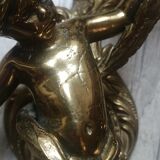 Pair of bronze wall lights, angels, cherubs, cherubs