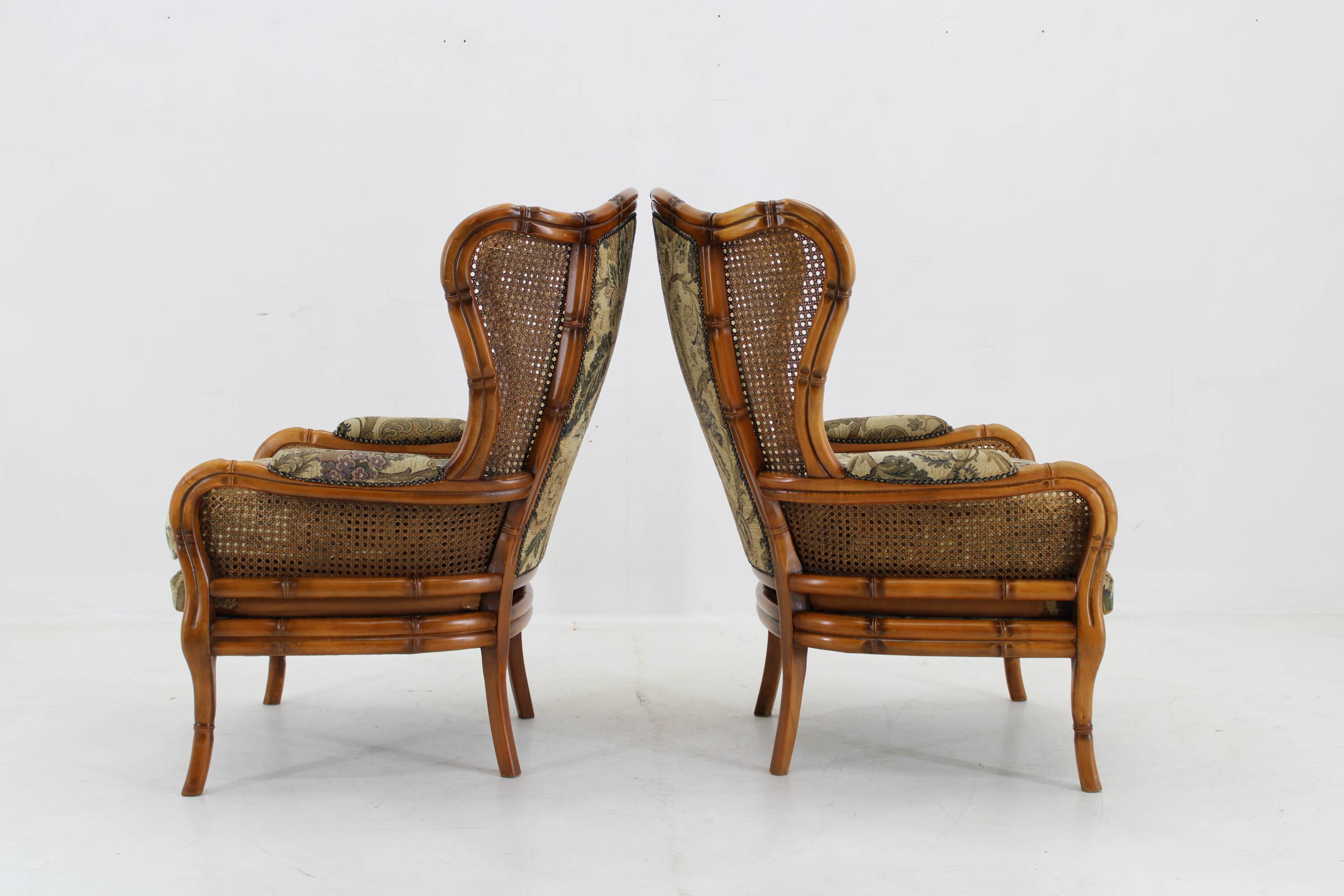 1960s Pair of Rattan Armchairs , Italy