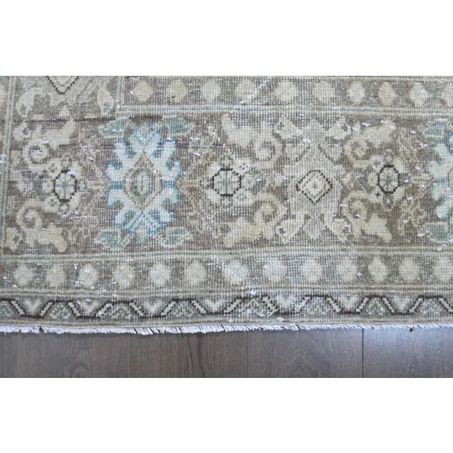1970s Vintage Persian Handmade Wool Cotton Light Brown Area Rug 302x394