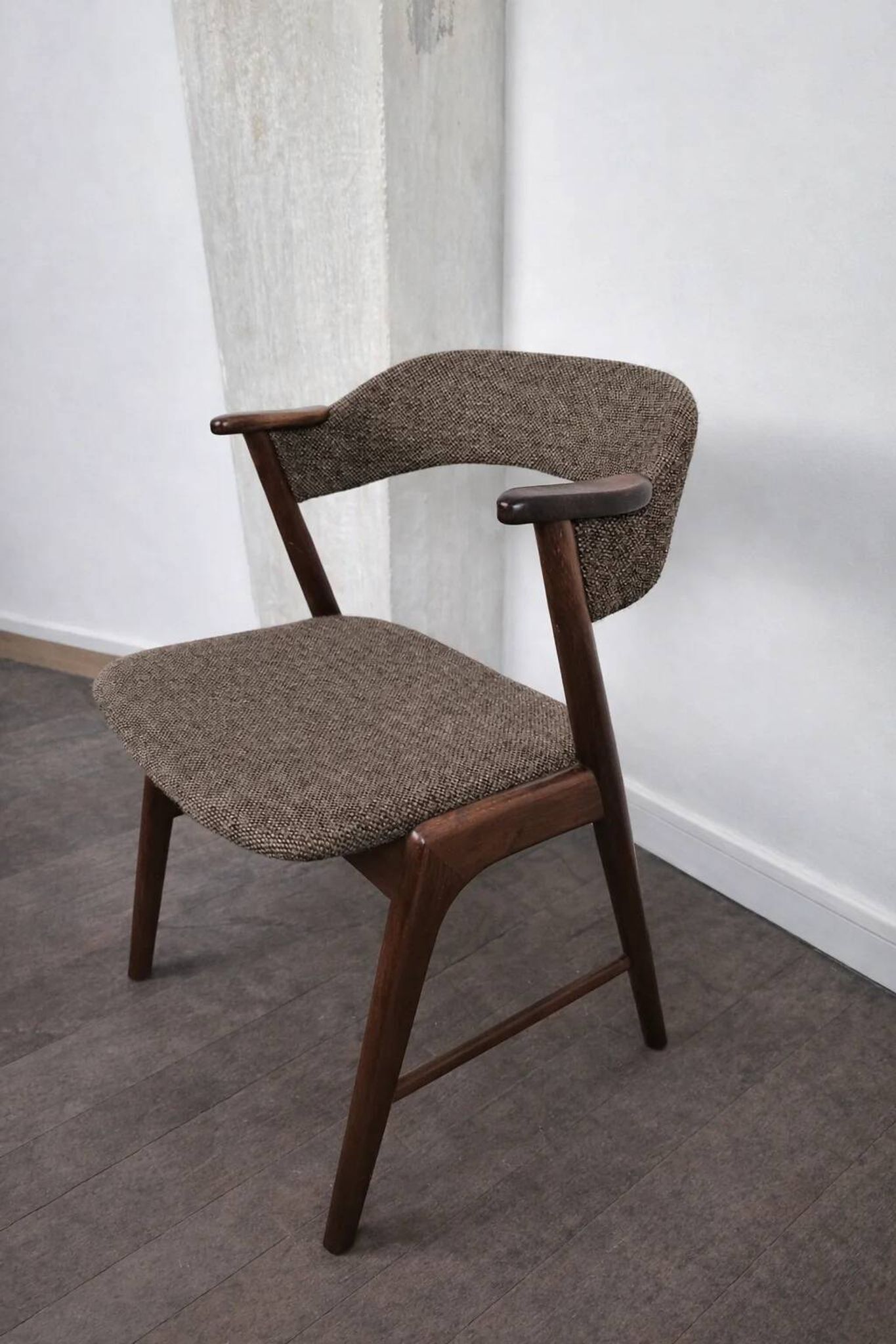 Rosewood and wool chair, model 32 by Kai Kristiansen for Korup Stolefabrik, Denmark, 1960.