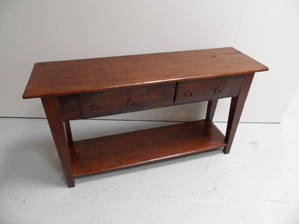 Table d'appoint en chêne ancien avec 2 tiroirs