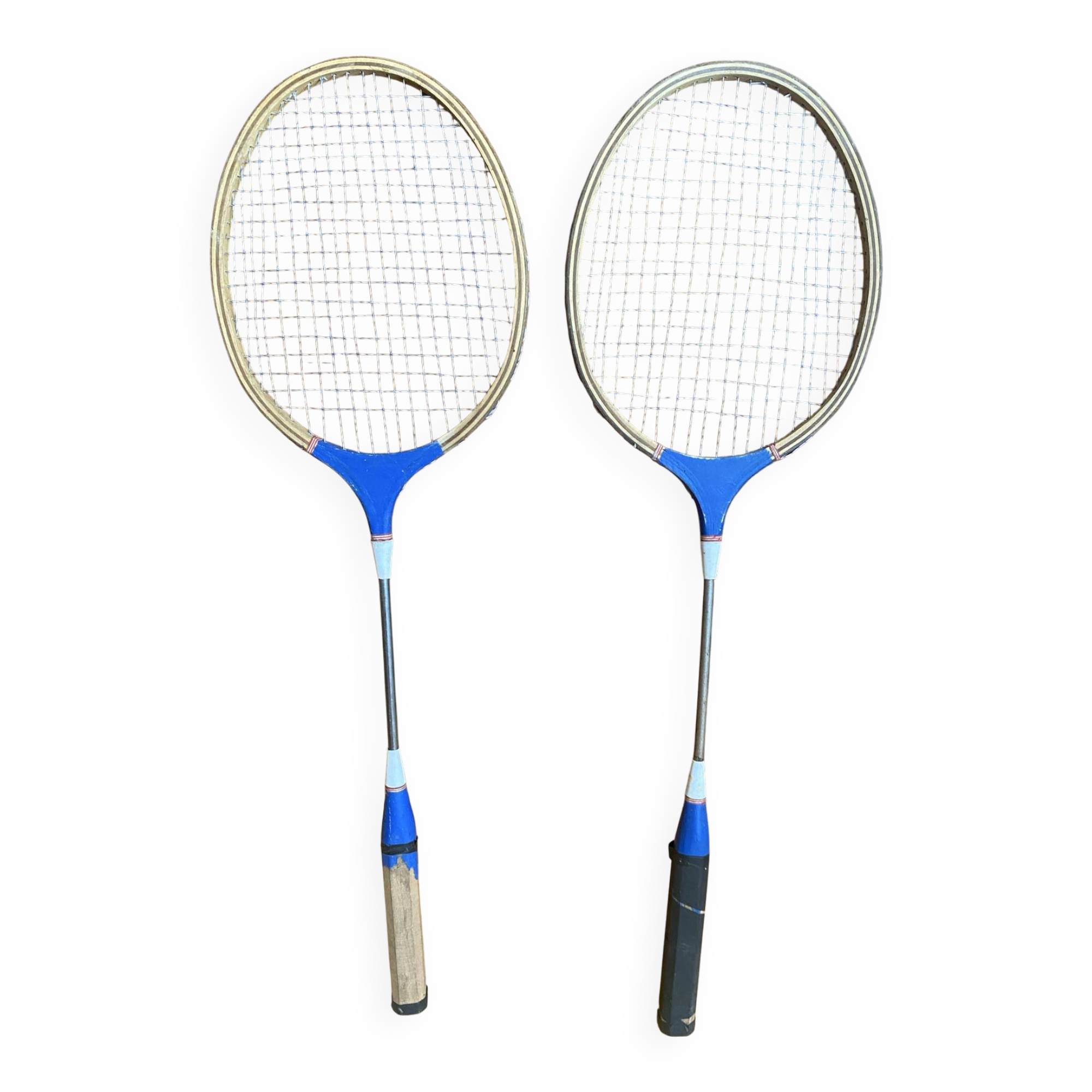 Paire Raquette Ancienne Badminton Bois Vintage