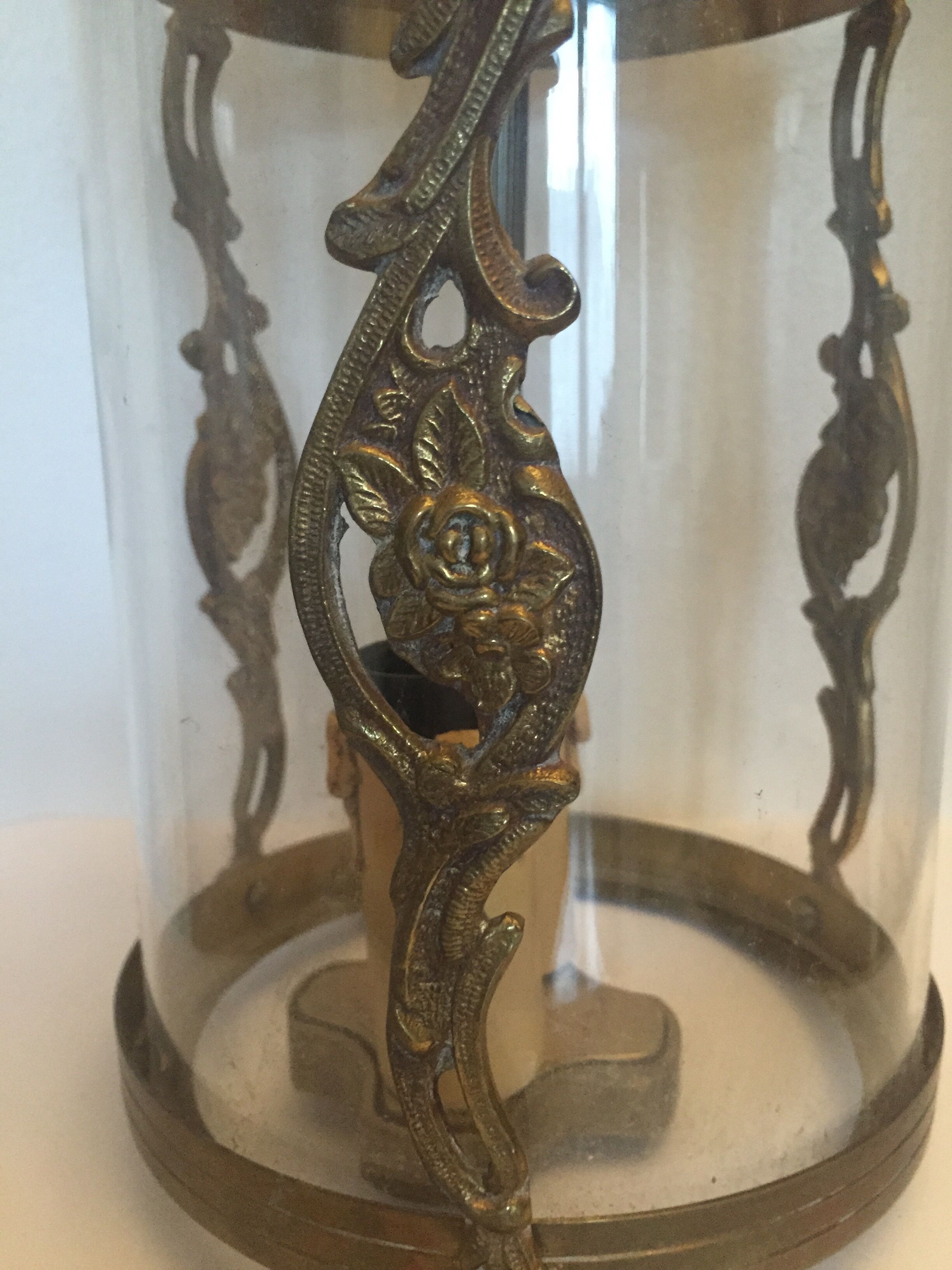 Old lantern in bronze and glass