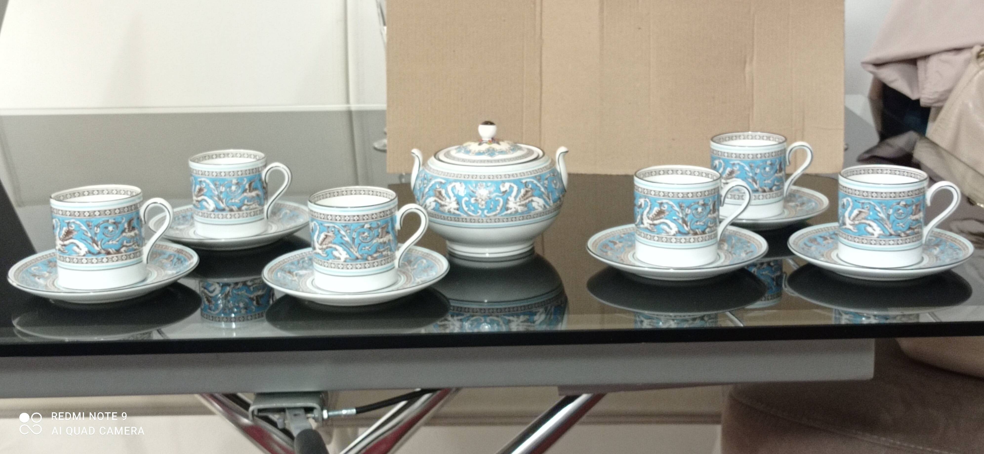 Wedgwood Florentine turquoise porcelain coffee service