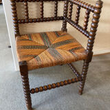 Vintage corner chair beaded wood