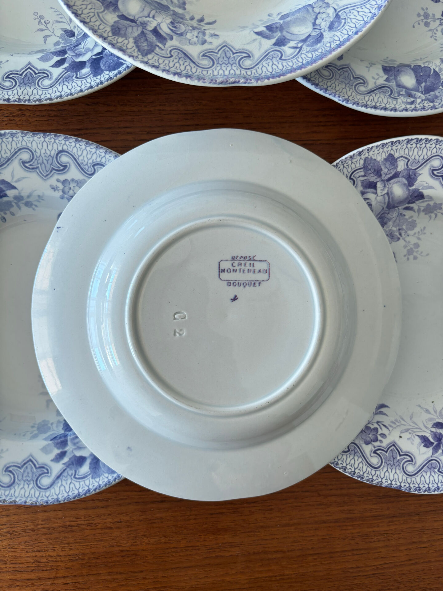 Lot de 6 assiettes creuse Creil & Montereau Bouquets • Faïence ancienn
