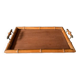 Old serving tray in faux bamboo and brass, 19th century