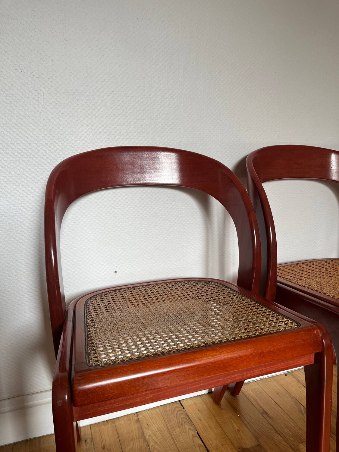 Set of 4 Baumann caned gondola chairs