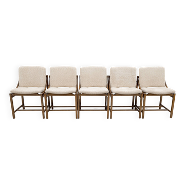 Ensemble de cinq chaises de salle à manger Vittorio Rossi pour Lorenzon Italia, années 1960.