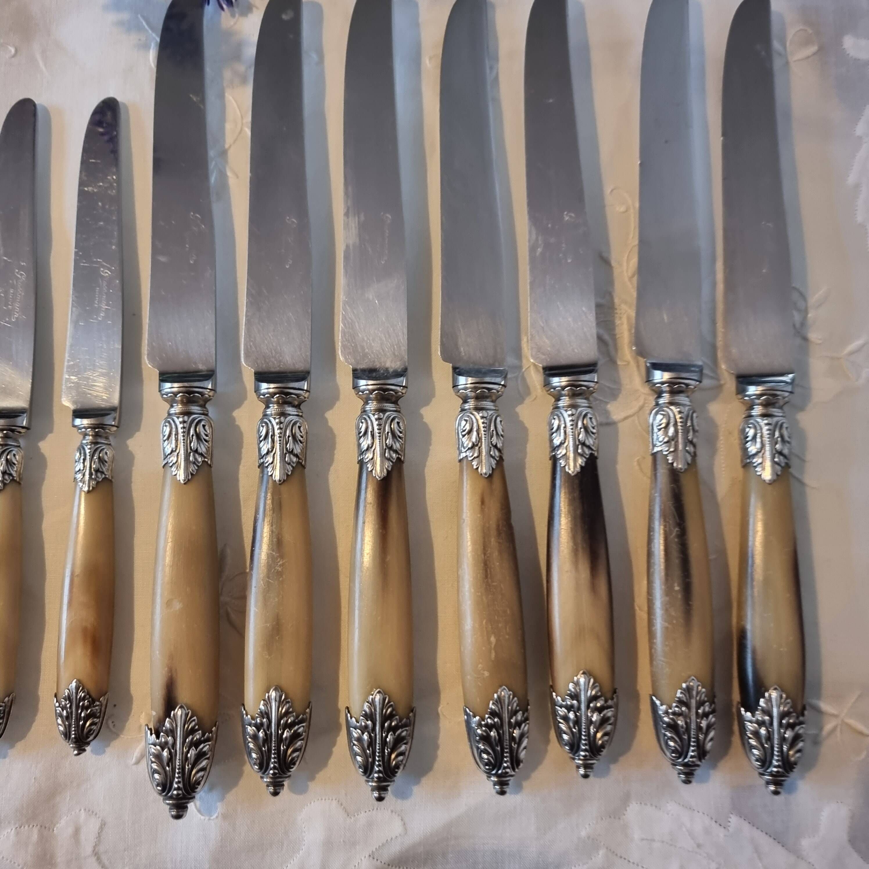 Exquisite set of twelve antique Art Nouveau knives (6+6)