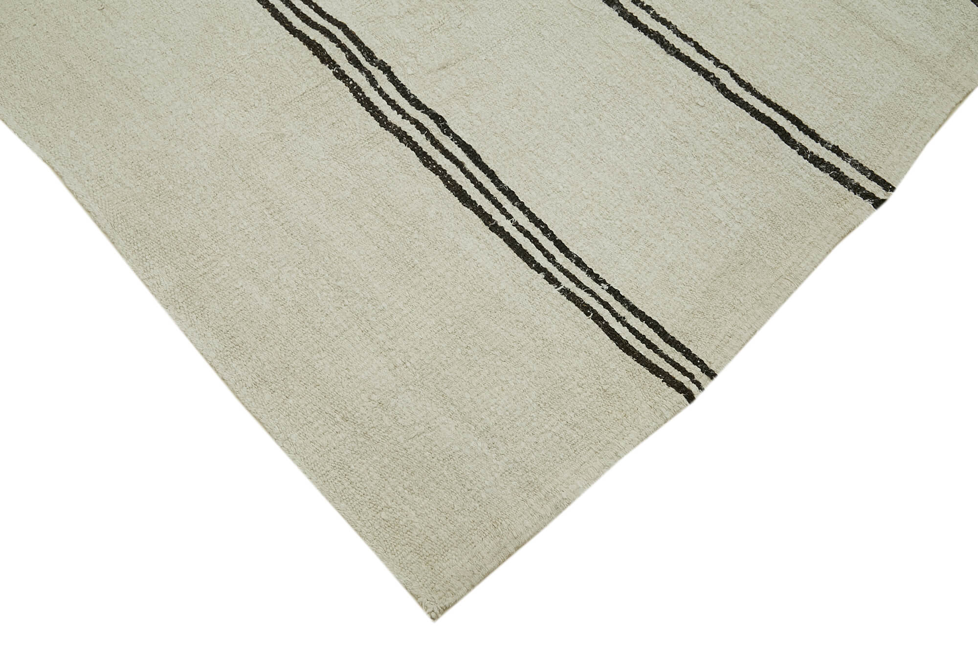Hand-Knotted Turkish Unique 1970s 194 cm x 380 cm Beige Hemp Kilim Carpet