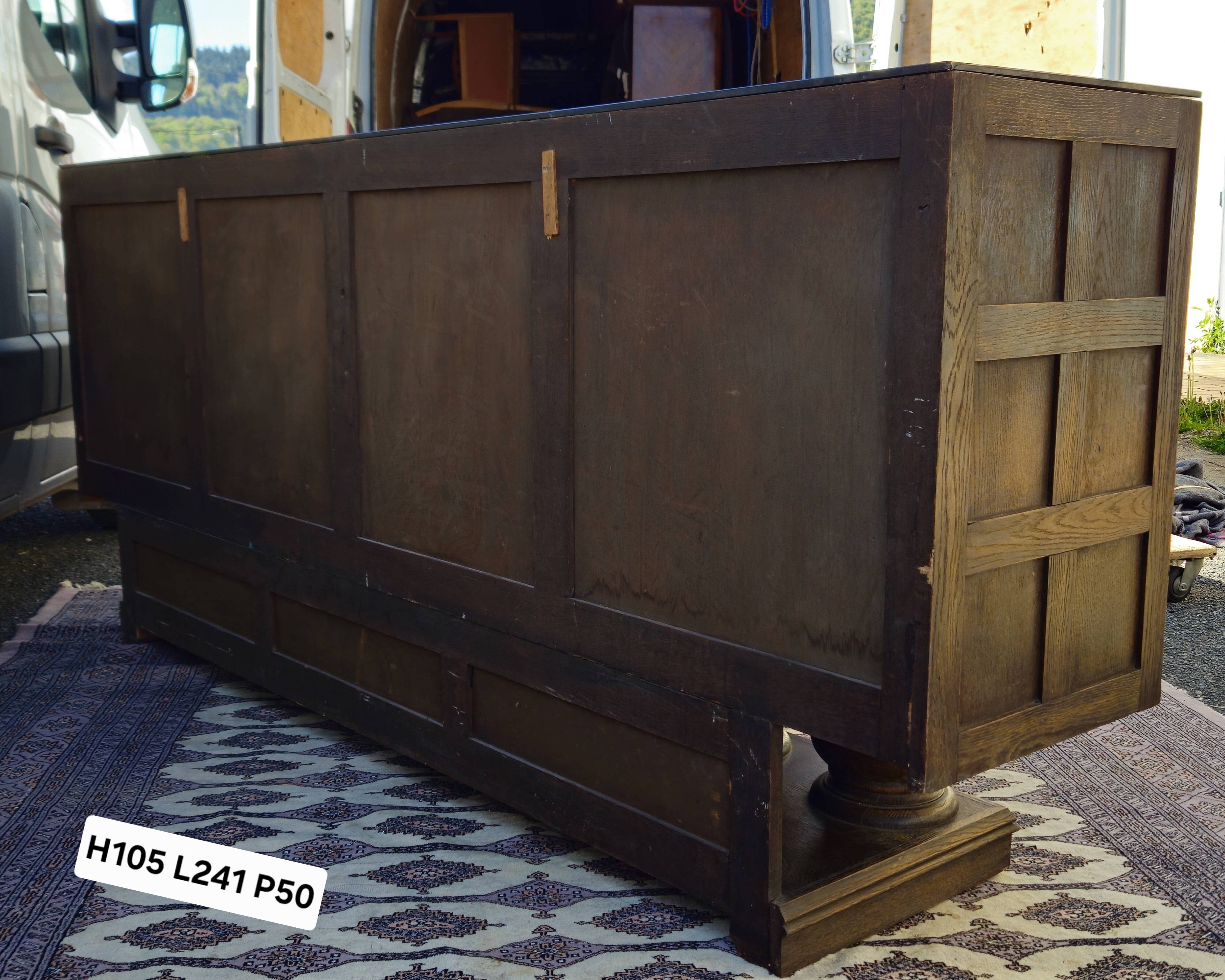 Important buffet / enfilade Art Deco period in polychrome engraved glass.