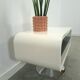 Witte tafel met afgeronde hoeken en glassen blade, tv meubel