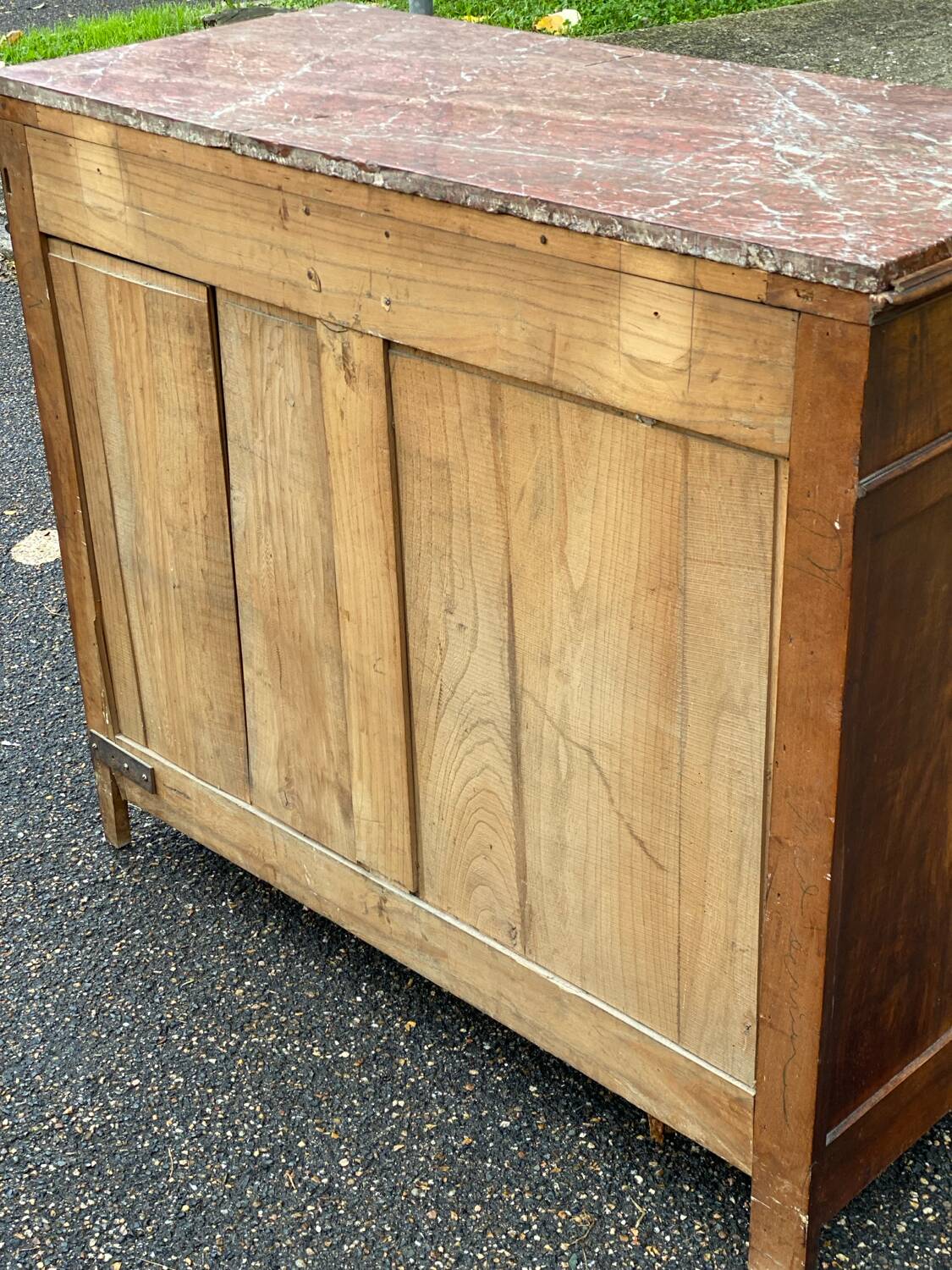 Henri II two-door sideboard in solid wood and marble