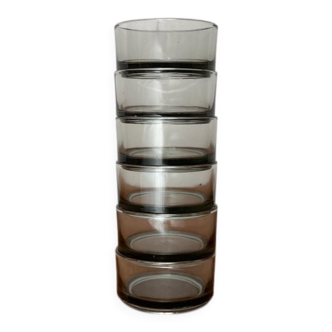 Stackable round bowls from the mid-century in glass, Denmark, 1960s, set of 6.
