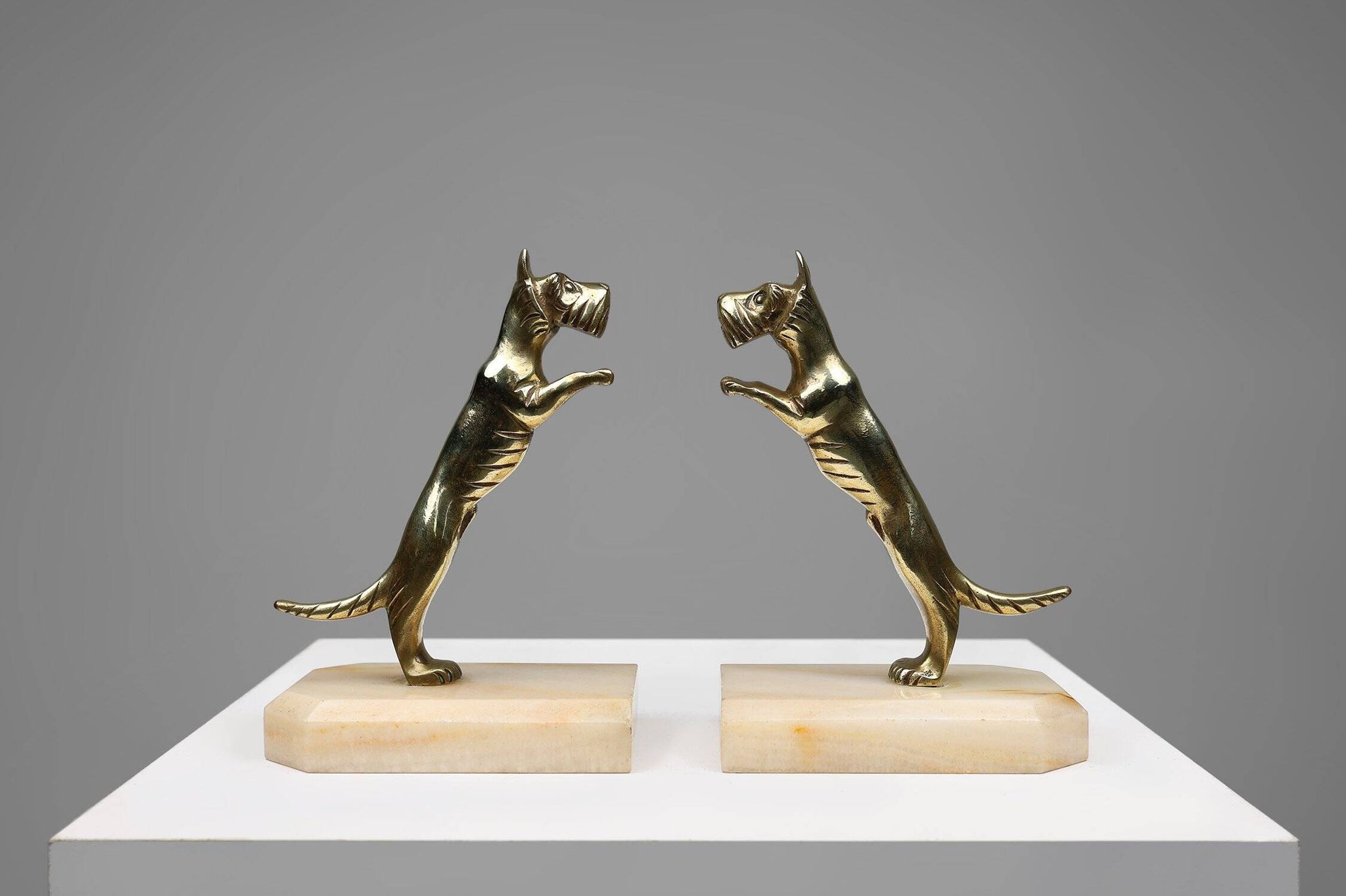 Art Deco Bookends in Copper with Marble Bases, France, 1930s, Set of 2