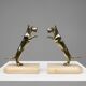 Art Deco Bookends in Copper with Marble Bases, France, 1930s, Set of 2