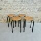 Lot de 4 tabourets d'école en bois et métal