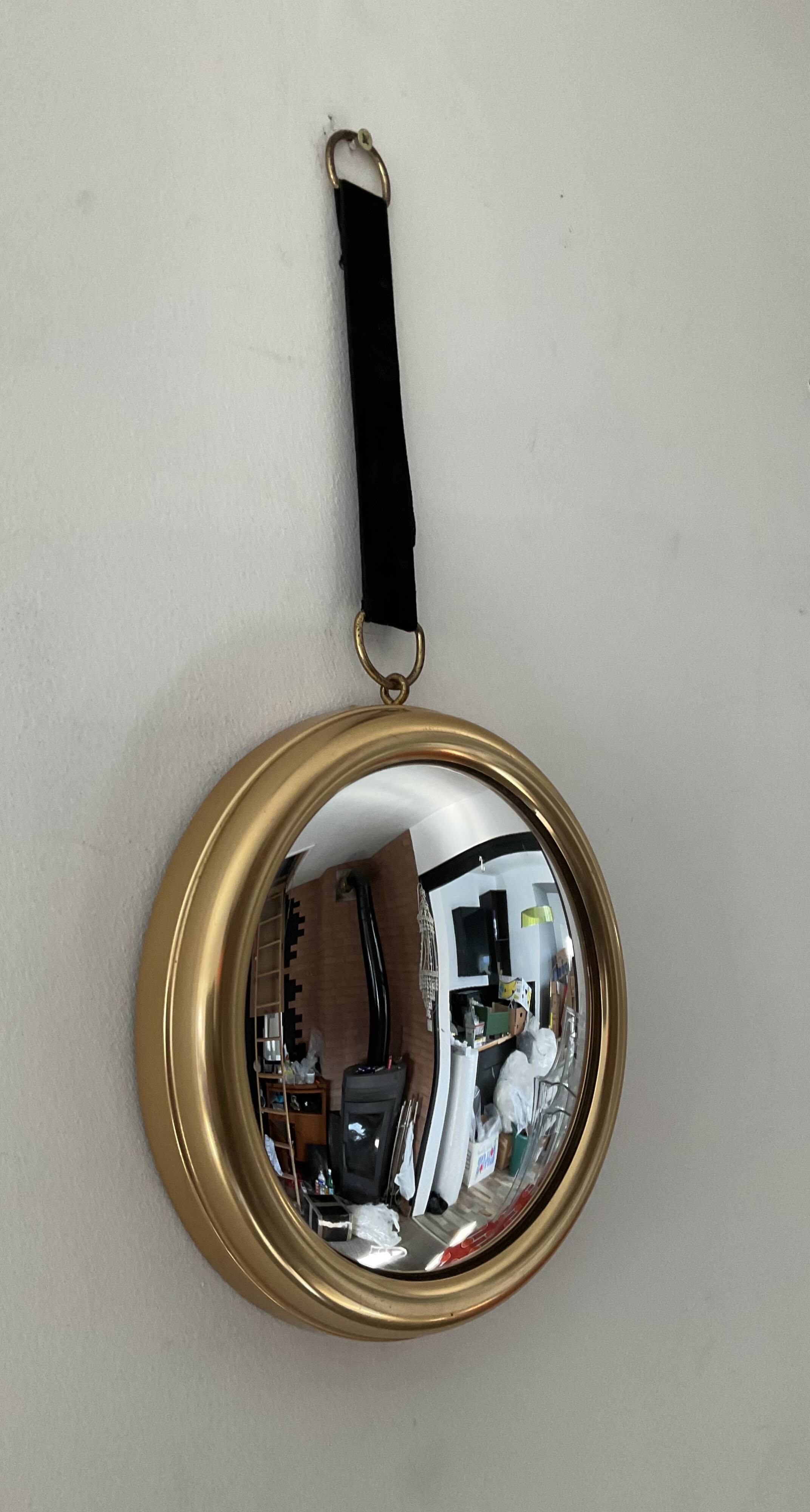 Witch's eye mirror vintage brass medallion 70s