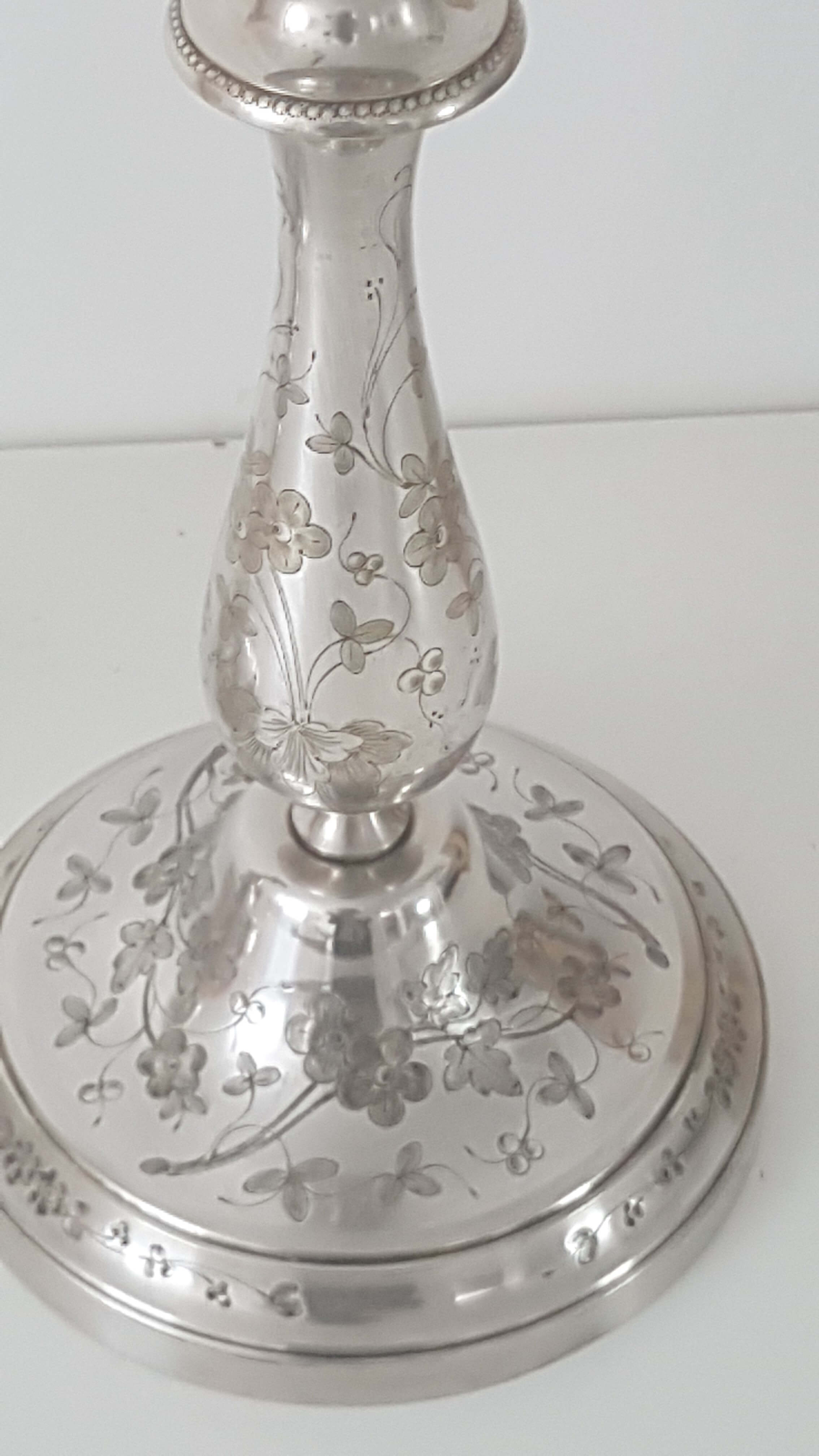 Pair of old candlesticks silver metal Christopfle