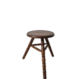 Turned wooden tripod stool
