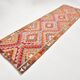 3x11 %100 Wool Geometric Multicolor Kilim Runner Rug 89x340Cm