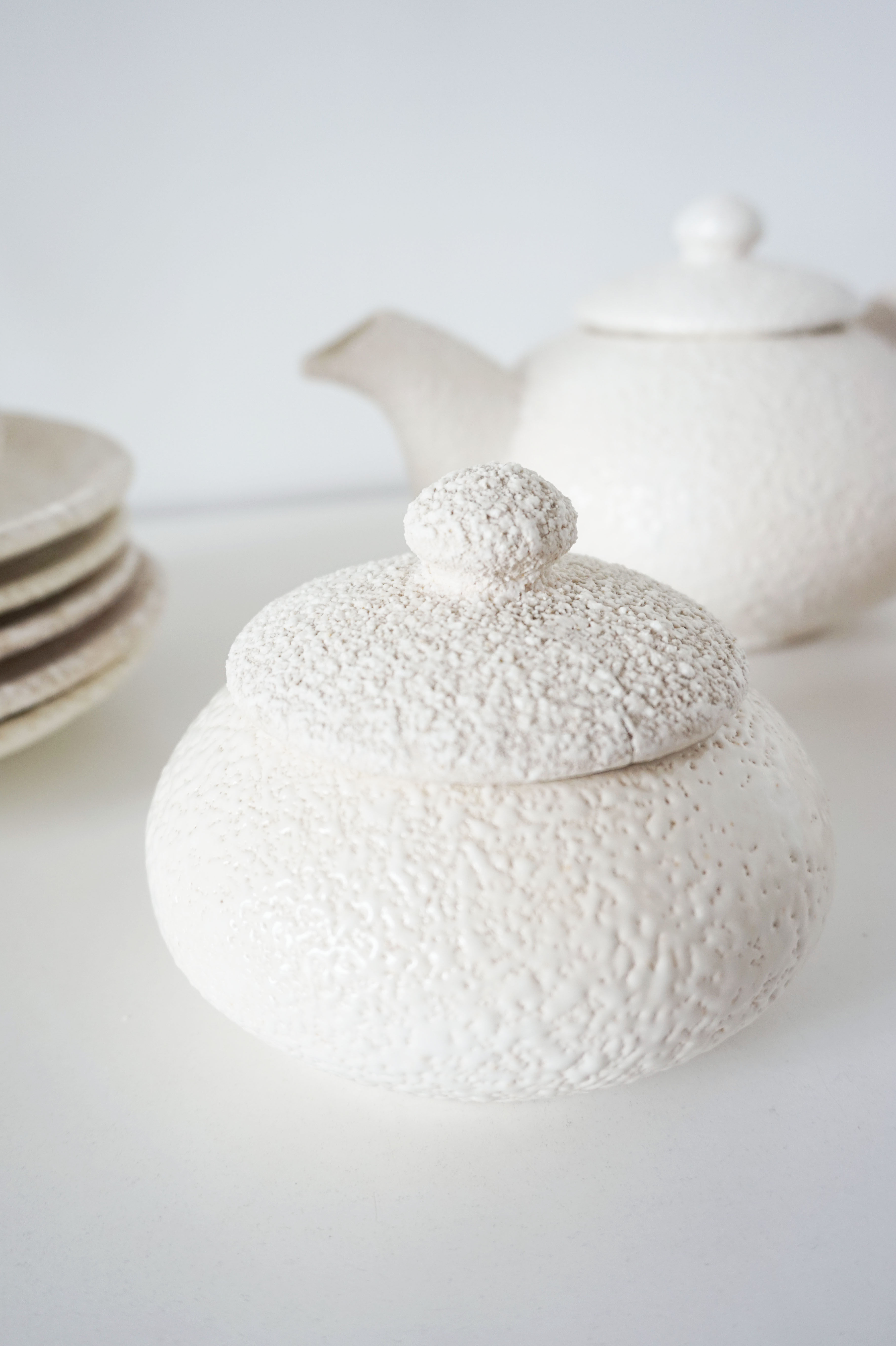 White ceramic coffee or tea set