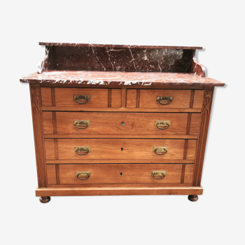 Chest of drawers light oak marble top