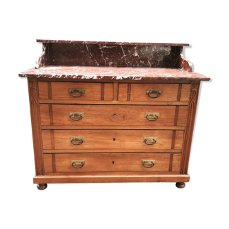 Chest of drawers light oak marble top
