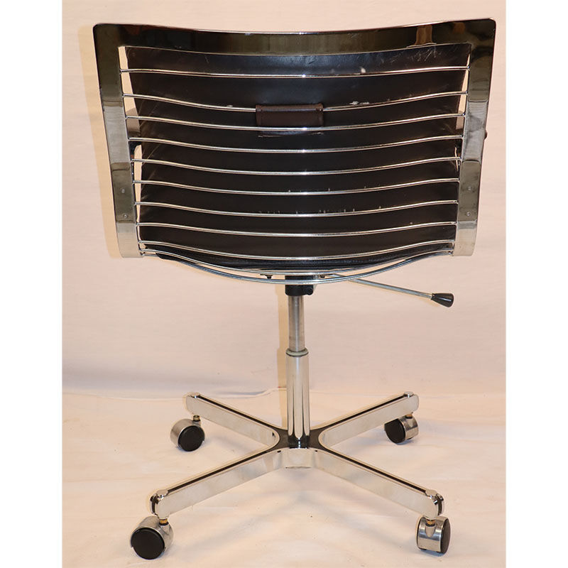 Office chair in chrome steel and leather edition Apelbaum 1970