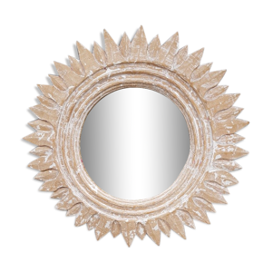 miroir  soleil en bois