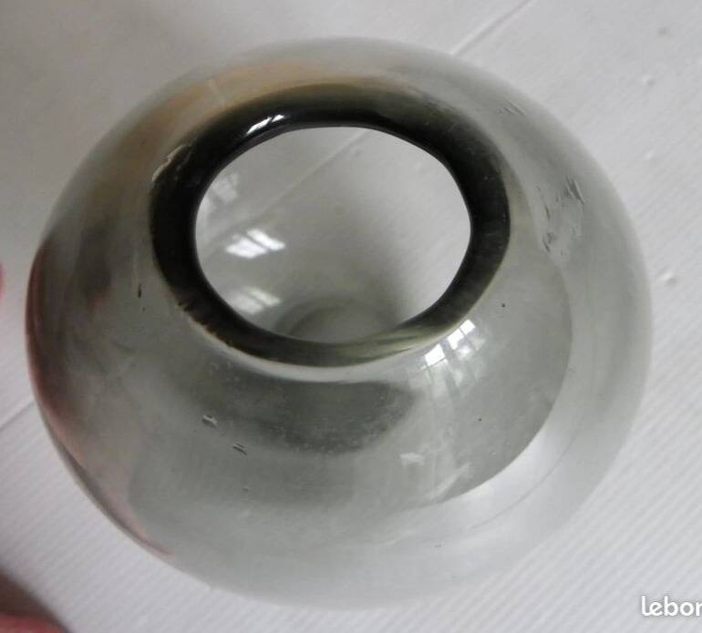 Danish glass vase in grey-black. Signed with the artist's monogram.