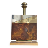 Large Vintage lamp base in elm burl and gilded brass