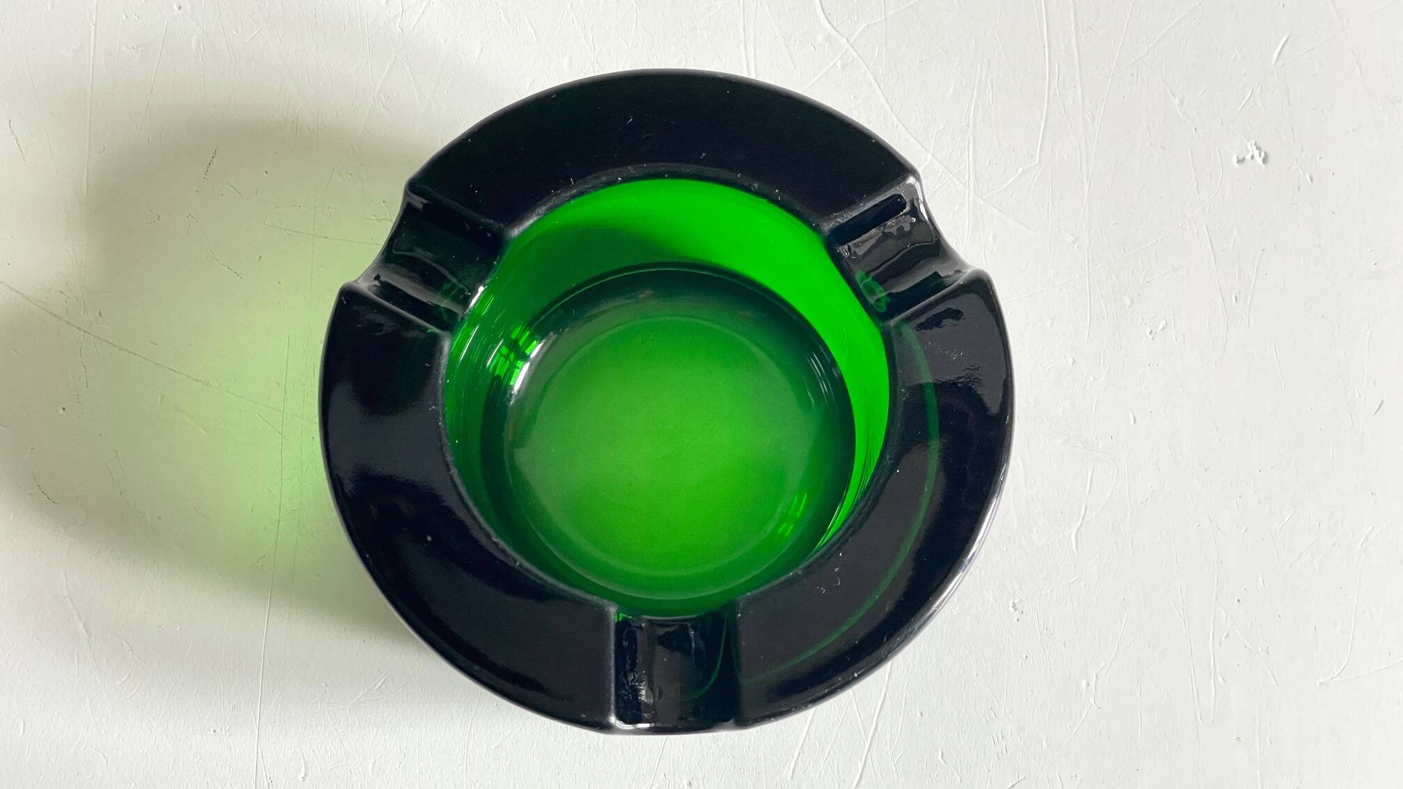 ASH TRAY Green Glass Vintage
