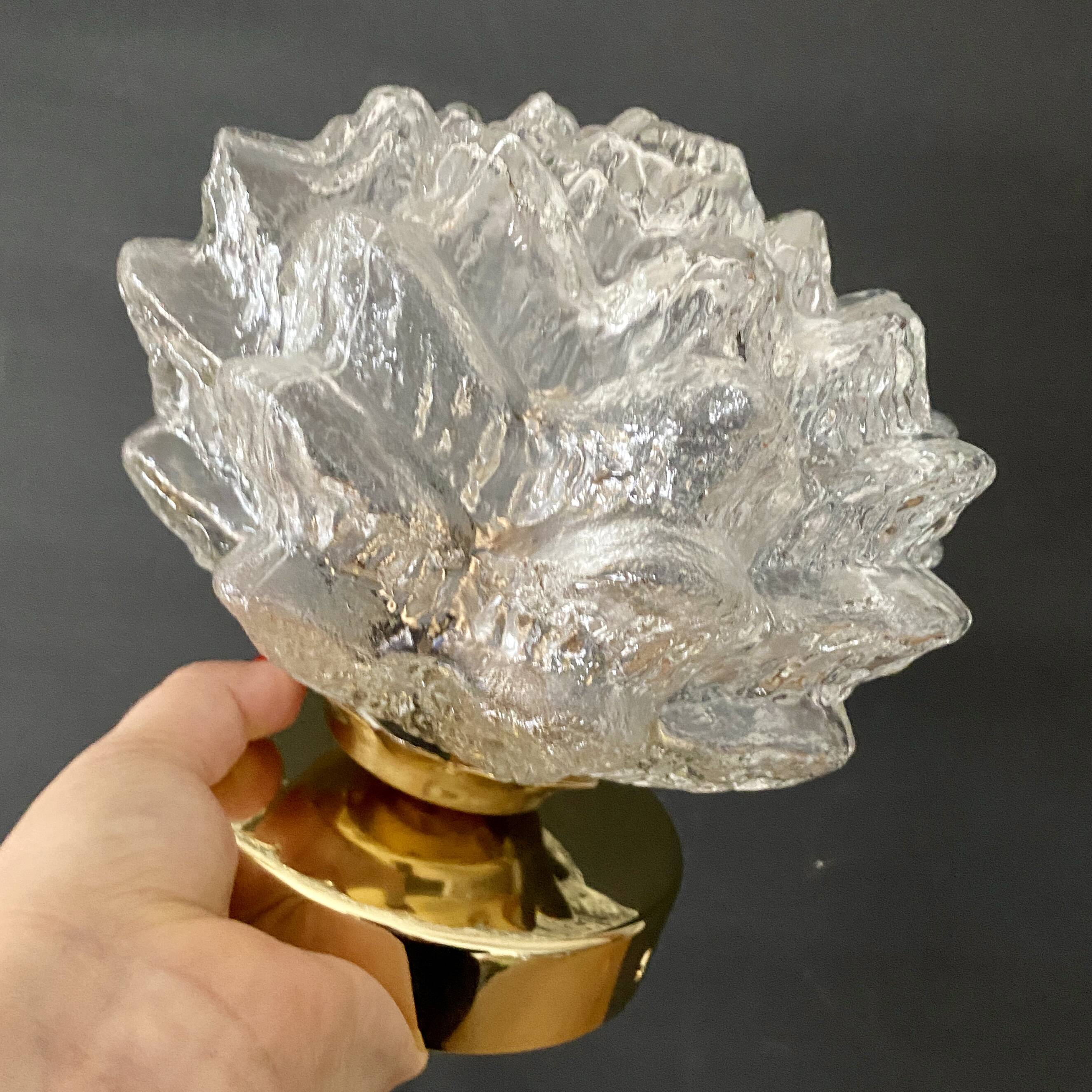 Vintage globe wall or ceiling light in molded glass in the shape of a flower