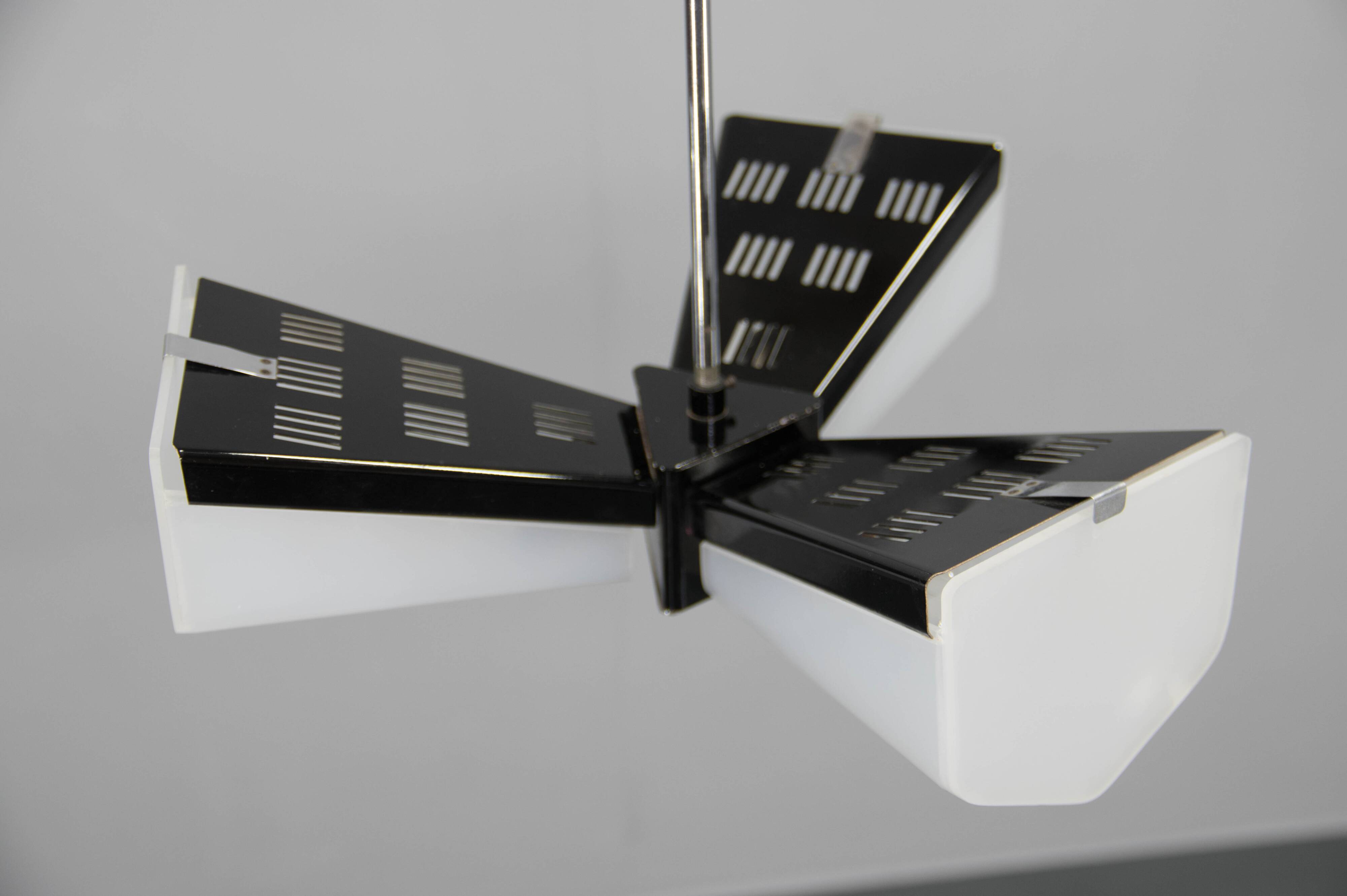 Mid-Century Plastic and Metal Chandelier by Lidokov, Czechoslovakia, 1970s