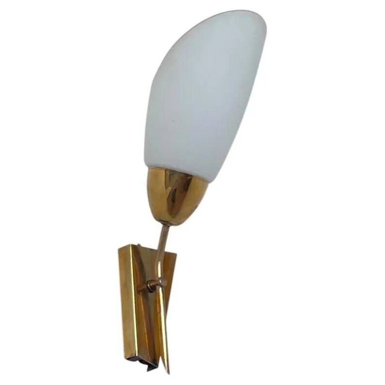 Mid Century Brass and Glass Wall Light/lamp by Kamenicky Senov - around 1970s