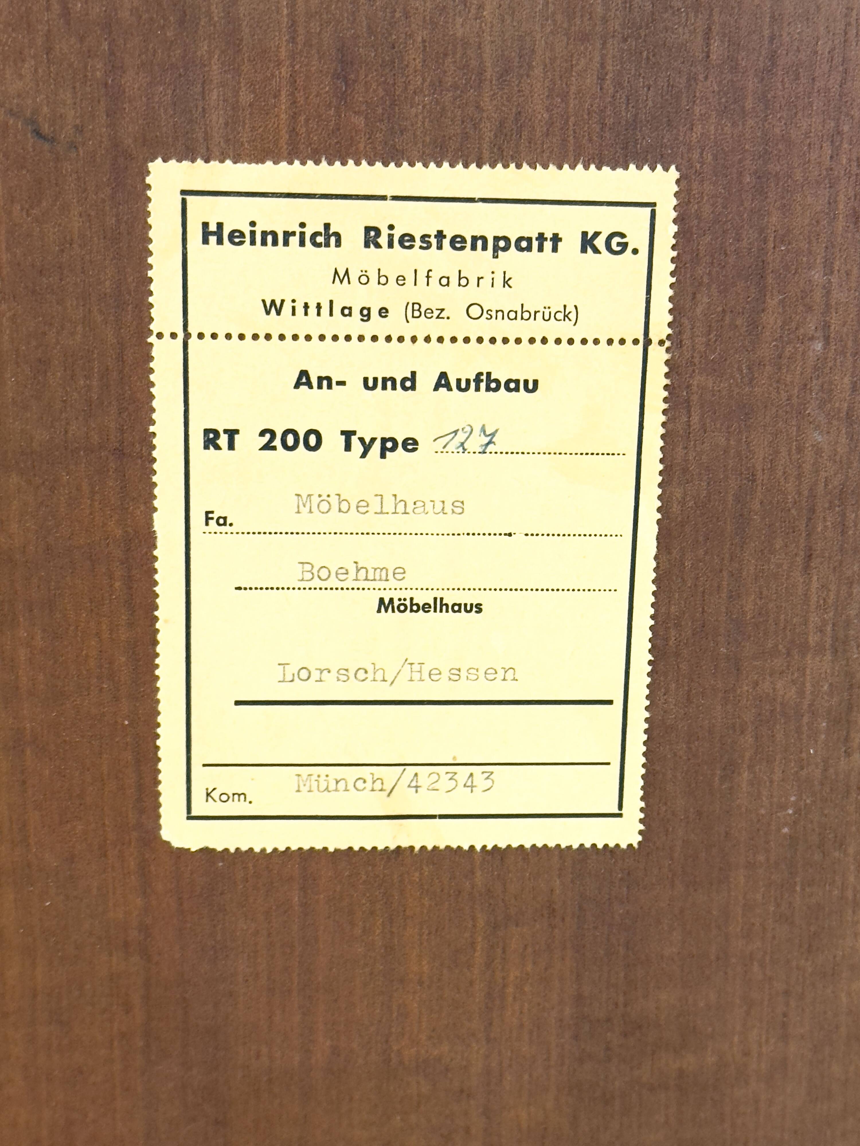 Buffet vintage en teck de Heinrich Riestenpatt, années 1960