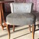 Petit siège de coiffeuse – Fauteuil vintage années 50 Chintz ivoire