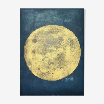 Lune, peinture sur papier 70x50cm